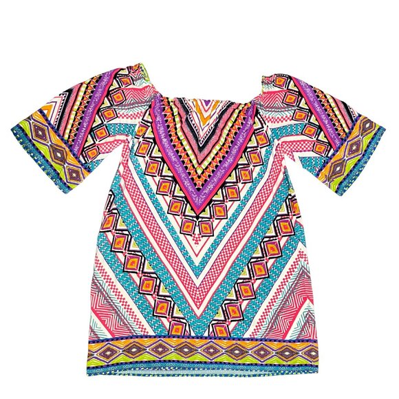 Flying Tomato Boho Blouse Women’s Size Medium Multicolor Geometric Tunic Top - Picture 9 of 10